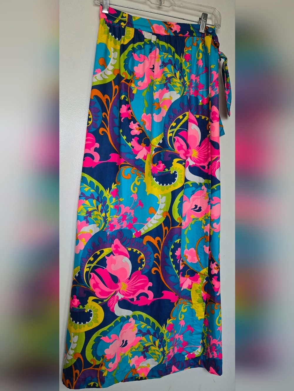 Psychedelic Groovy Floral Print Maxi Skirt